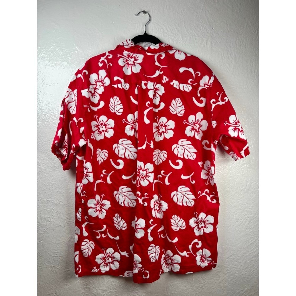 Palmwave Hawaii Shirt Mens XXL Red White Hibiscus Floral Resortware Vacation - Picture 2 of 11